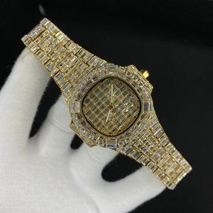 18K Gold Plated Diamond Covered Luxury Patek Watch